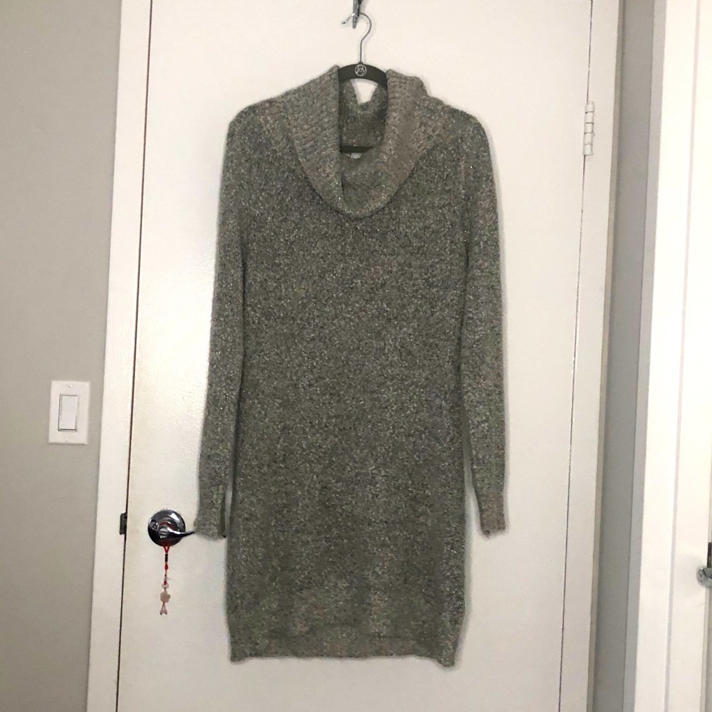 Grey silver long sleeve sweater dress
